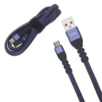 Кабель USB MR34m Micro Тканевый плоский 1000mm (blue)