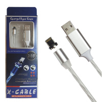 Кабель USB 360 LED Lightning 1000mm White (магнитный 360 градусов)