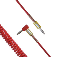 Кабель AUX  Ky121  Витой металлический угловой штекер 1800mm (red)