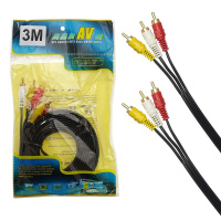 Кабель Видео AV12 3rca-3rca  3м  хороший, позолоченный након.