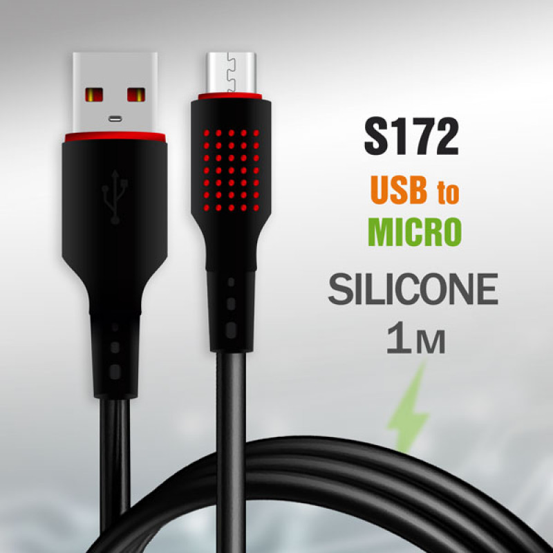 картинка Кабель USB G15 Micro силиконовый 1000mm Black No Logo от магазина Антенны ТУТ