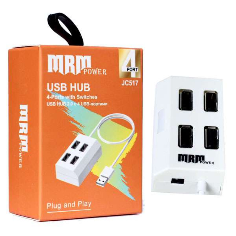 картинка USB-разветвитель (Хаб)  JC517 4USB Ports 2.0 (White) от магазина Антенны ТУТ