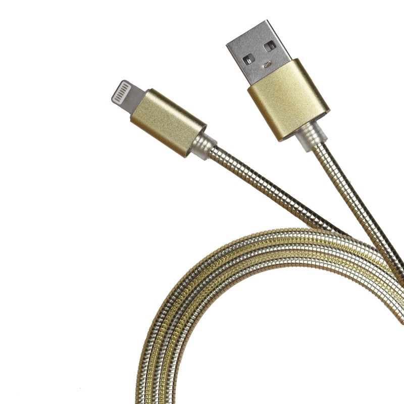картинка Кабель USB M2 Металлический Lightning 1000mm gold от магазина Антенны ТУТ