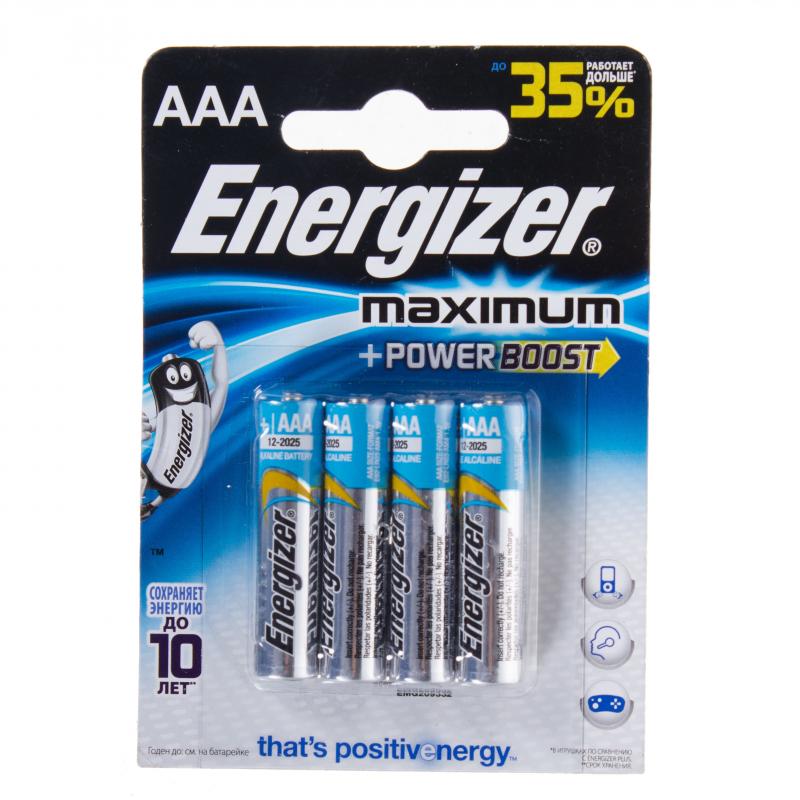 картинка Алкалиновая батарейка AAA / LR03 ENERGIZER maximum 4 шт от магазина Антенны ТУТ