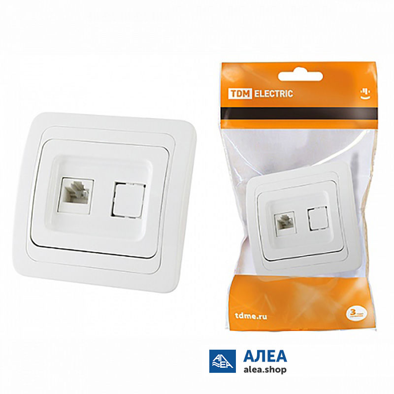 картинка Розетка компьютерная RJ-45 белая "Валдай" TDM от магазина Антенны ТУТ