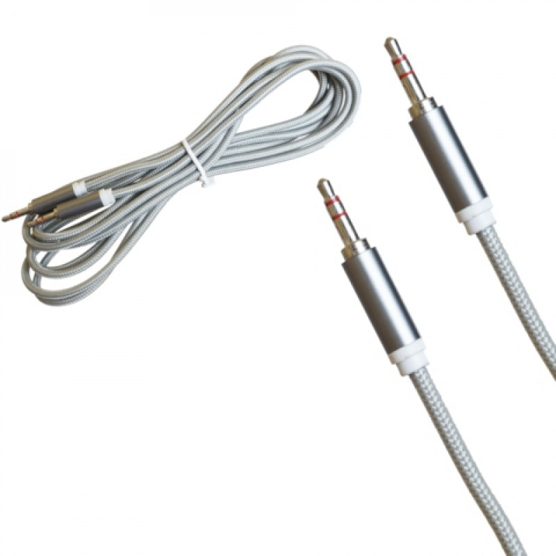 картинка Кабель AUX  JD326 Тканевый круглый 3000mm (Grey) от магазина Антенны ТУТ