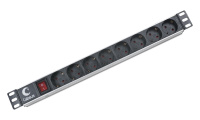 Cabeus PDU-8P Блок евророзеток для 19" шкафов, горизонтальный, 8 розеток, 10 A, выключатель, гнездо 